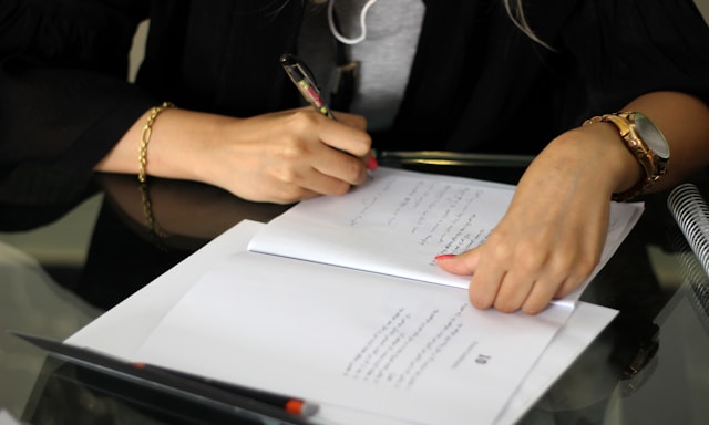 Client completing paperwork for a probate matter